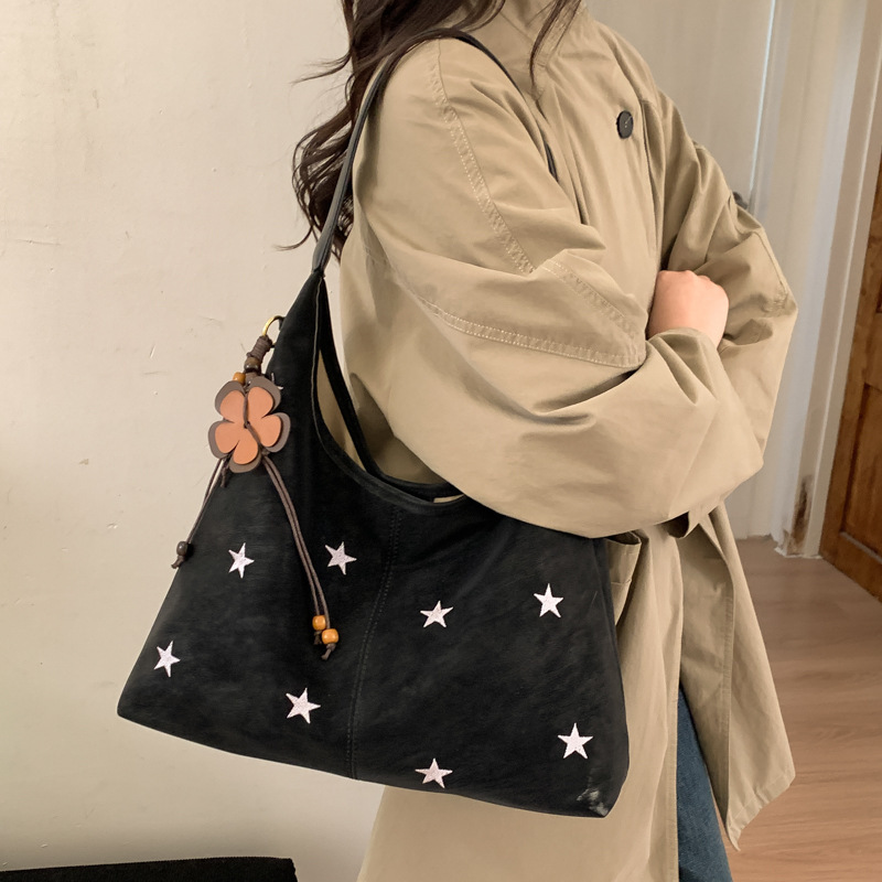 Five-Pointed Star Embroidered Commuter Shoulder Fashion Tote Bag For Women