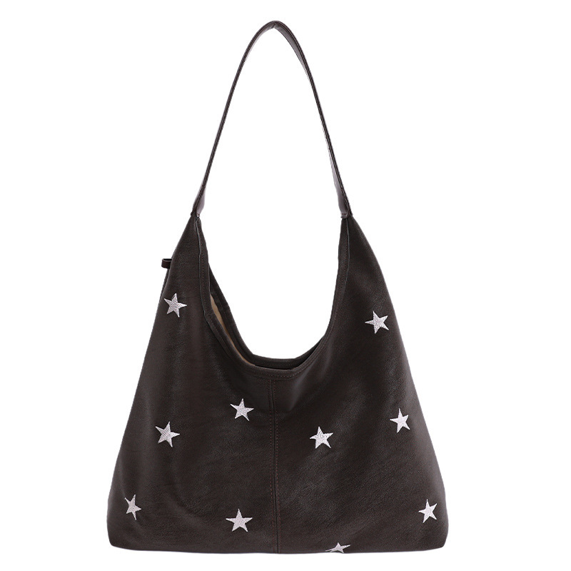 Five-Pointed Star Embroidered Commuter Shoulder Fashion Tote Bag For Women