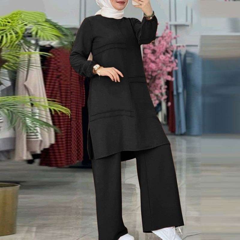 Muslim Women's Wear Solid Color Two-piece Set