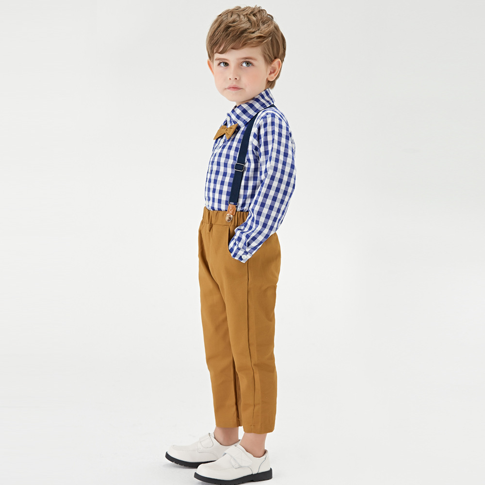 Two-piece long-sleeved shirt and overalls