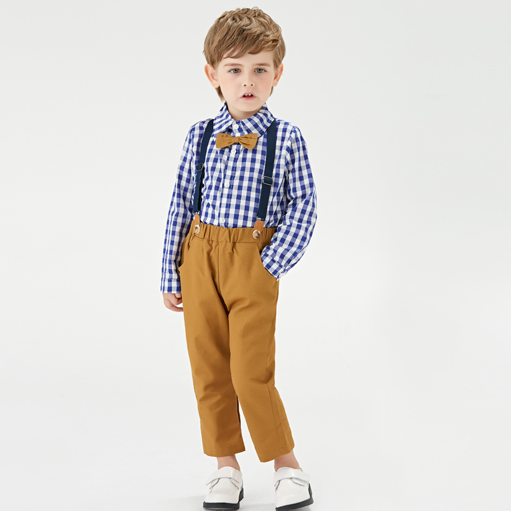 Two-piece long-sleeved shirt and overalls