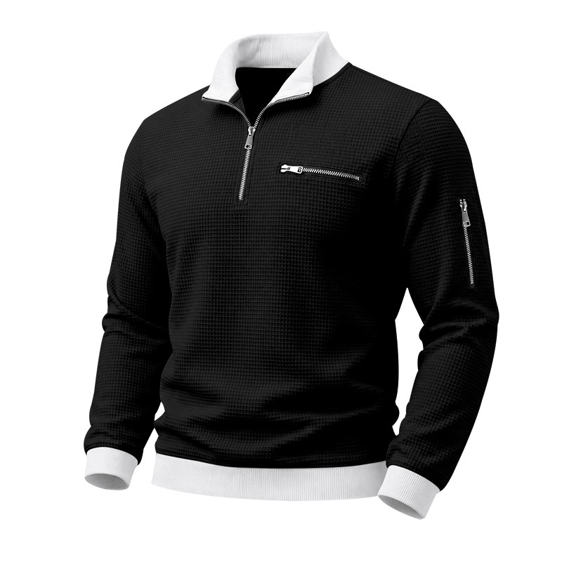 Mens Relaxed-fit Casual Stand-collar Hoodie