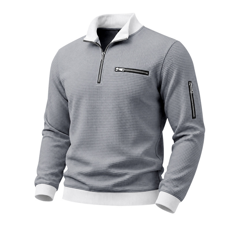 Mens Relaxed-fit Casual Stand-collar Hoodie