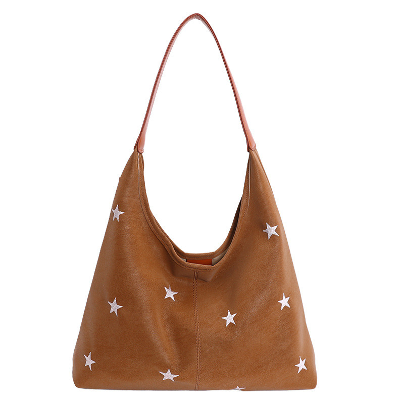 Five-Pointed Star Embroidered Commuter Shoulder Fashion Tote Bag For Women