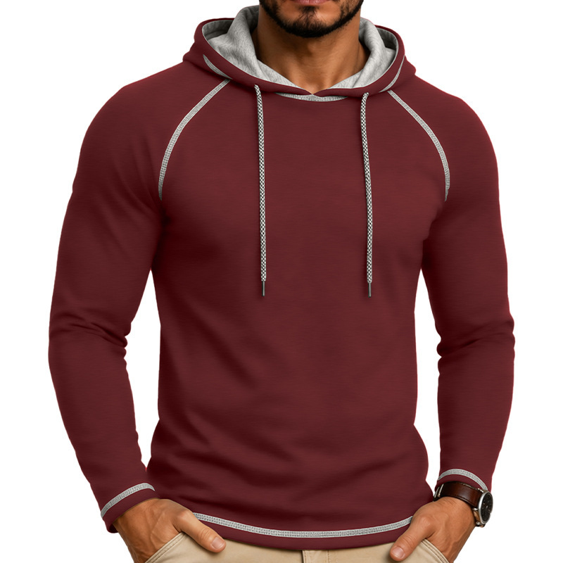 Mens Hooded Long-sleeve T-shirt Sports Top