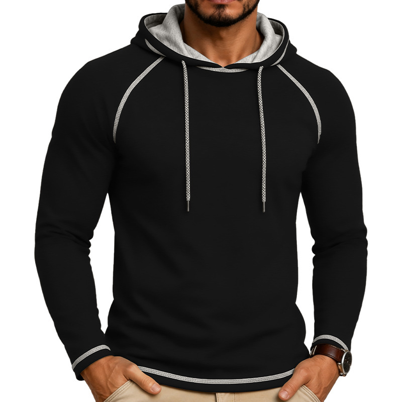 Mens Hooded Long-sleeve T-shirt Sports Top