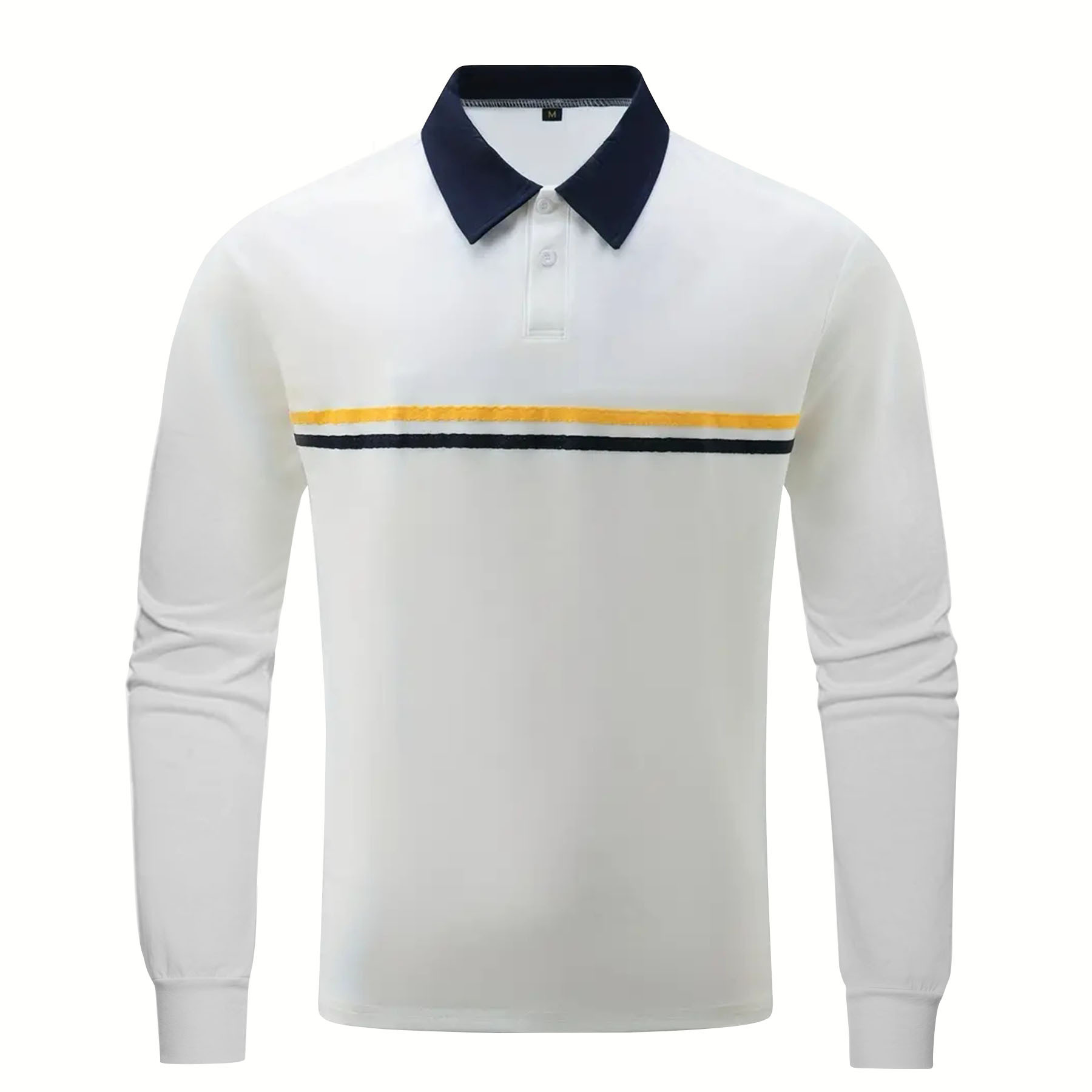 Button-down Long-sleeve Mens Sports Polo Shirt
