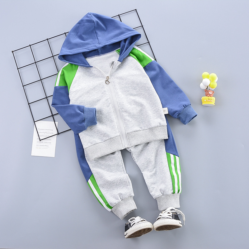 Boys Two-piece Children's Fashion Zipper Shirt Sports Pants Suit 1-3 Years Old