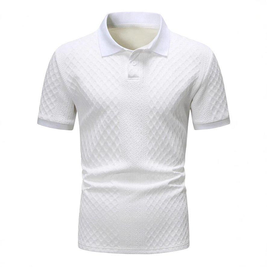 Jacquard Fabric Button Placket Polo Shirt