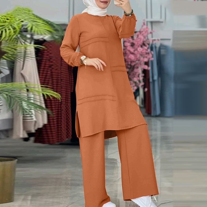 Muslim Women's Wear Solid Color Two-piece Set