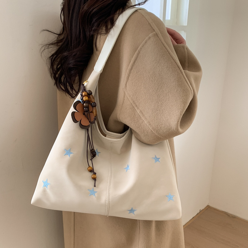 Five-Pointed Star Embroidered Commuter Shoulder Fashion Tote Bag For Women