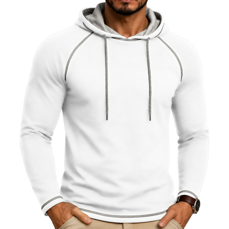 Mens Hooded Long-sleeve T-shirt Sports Top