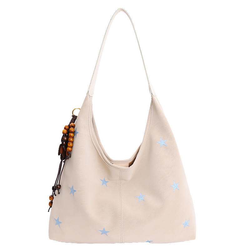 Five-Pointed Star Embroidered Commuter Shoulder Fashion Tote Bag For Women