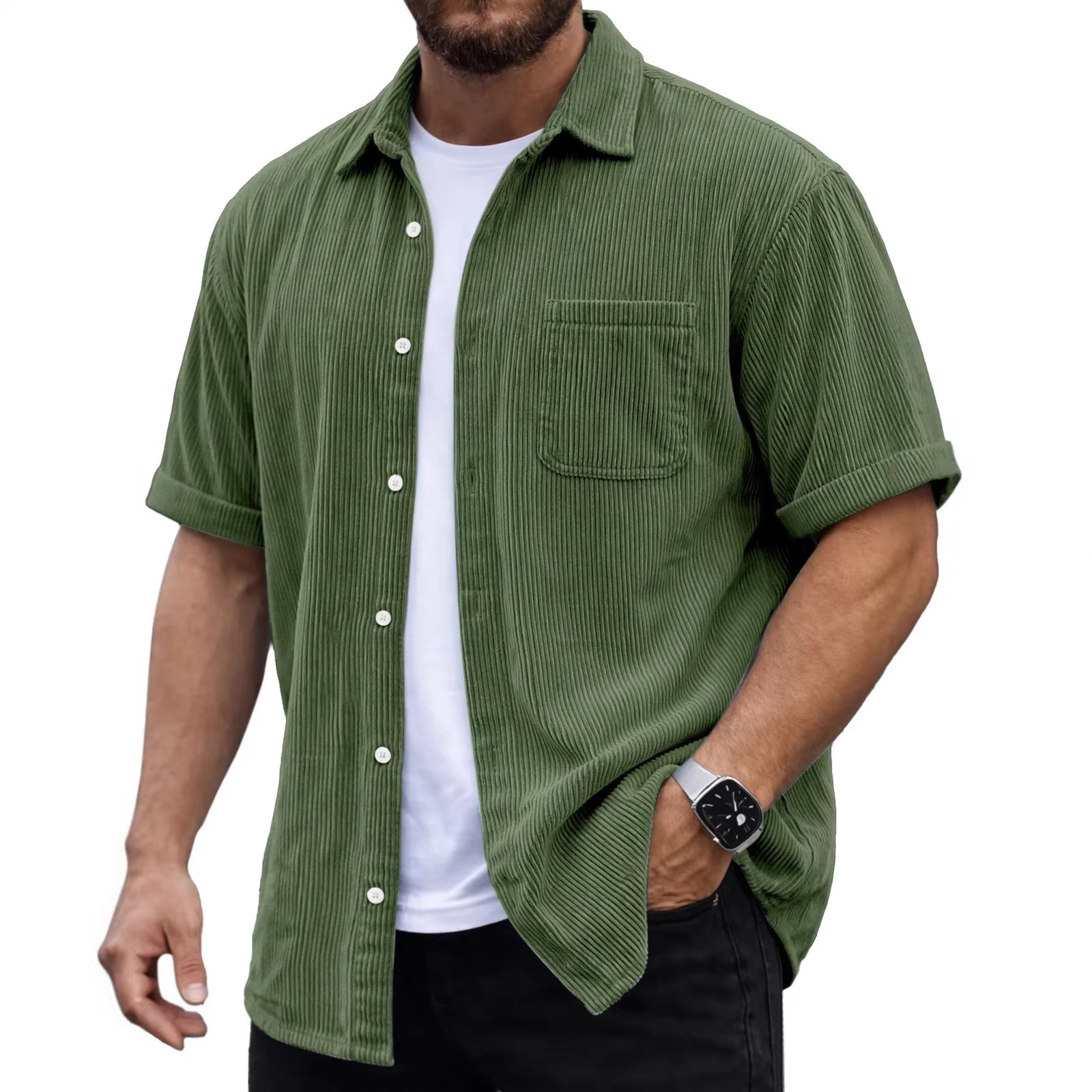 Mens Corduroy Short-Sleeve Shirt