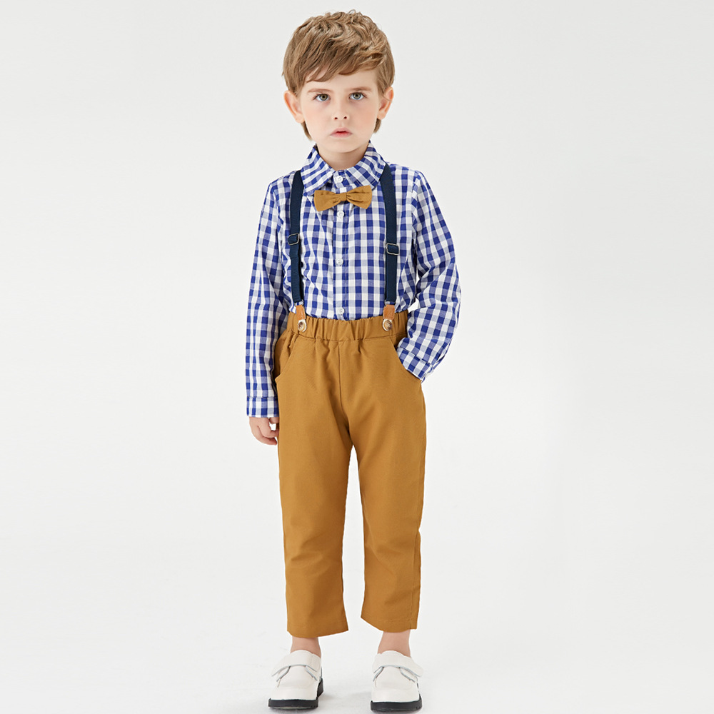 Two-piece long-sleeved shirt and overalls