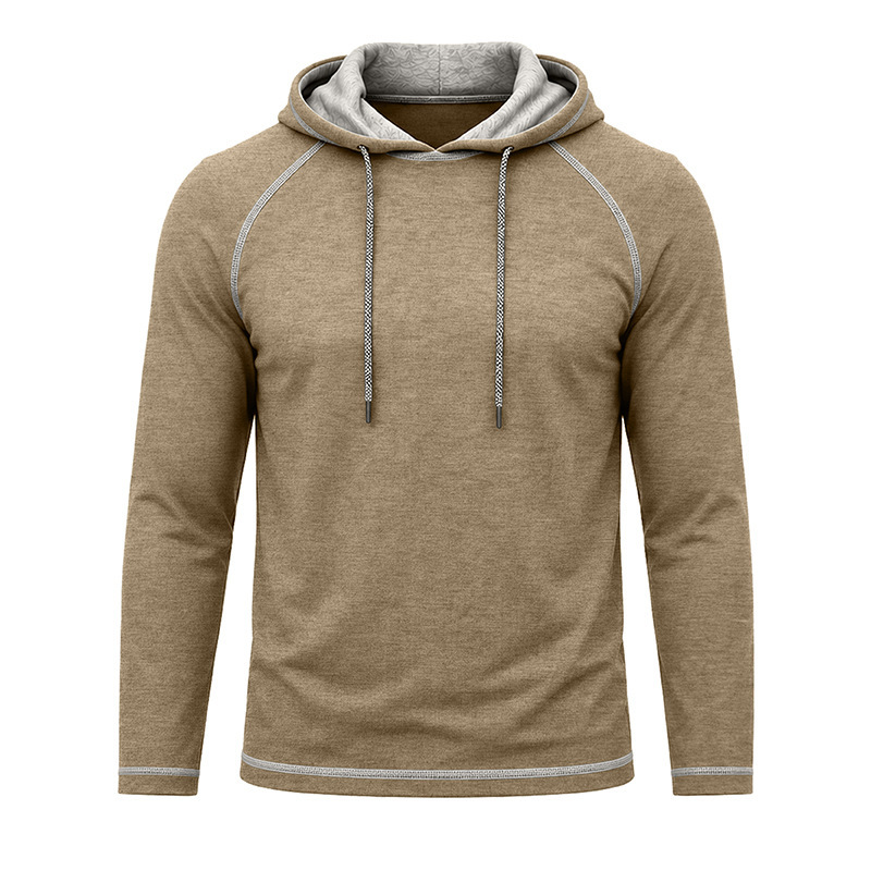 Mens Hooded Long-sleeve T-shirt Sports Top