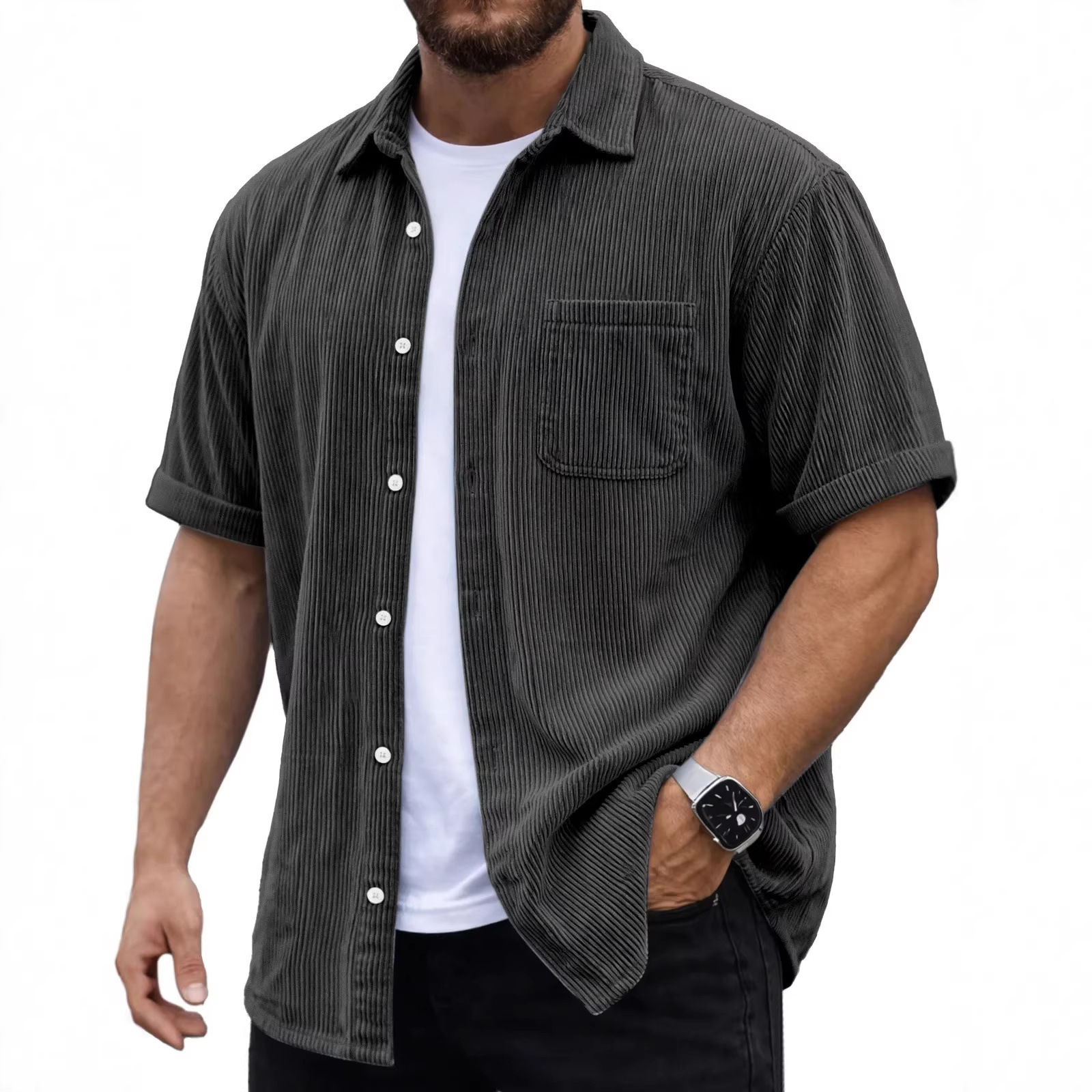 Mens Corduroy Short-Sleeve Shirt