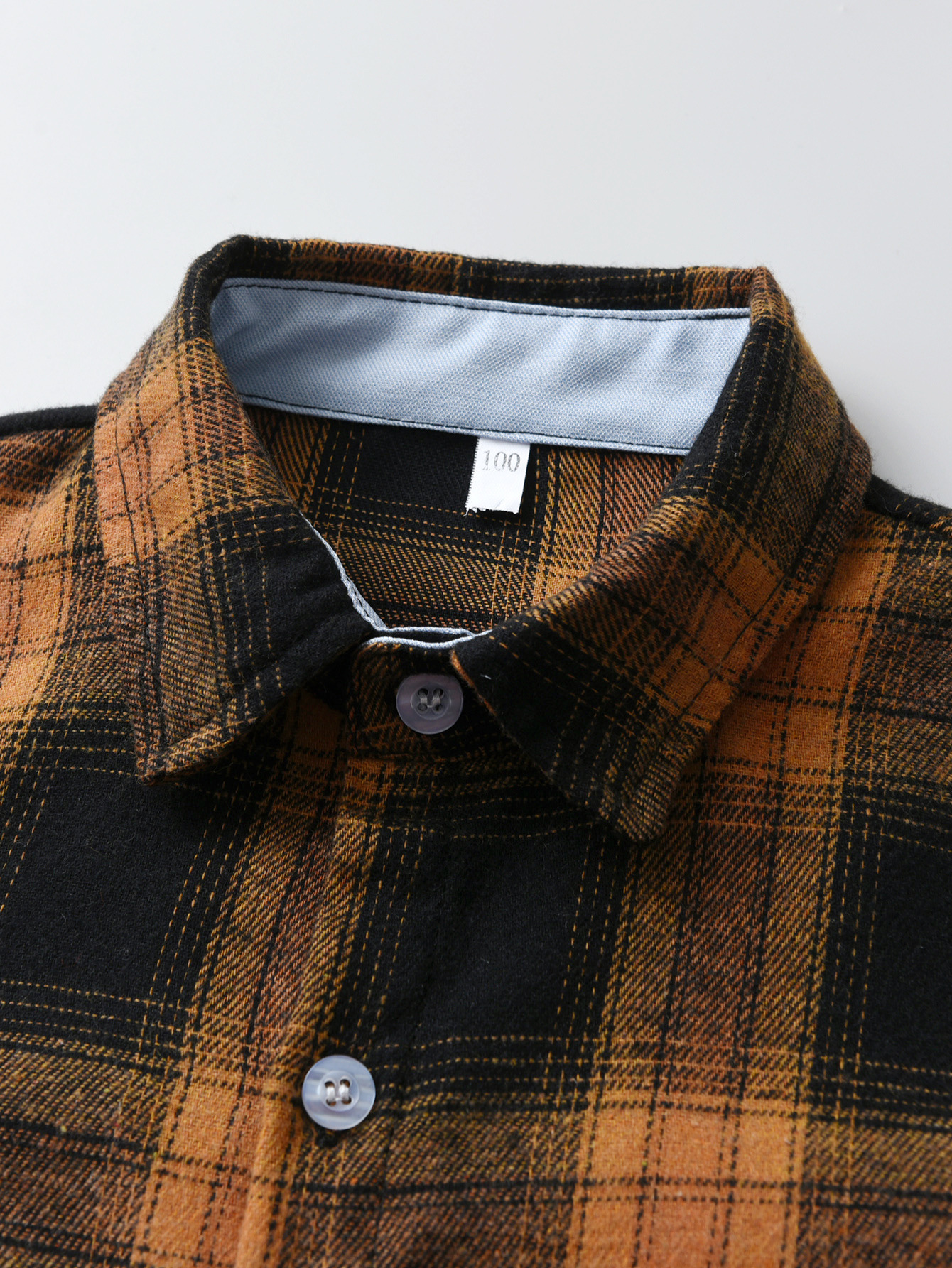 Boy's Yellow Plaid Brushed Long Sleeve Shirt