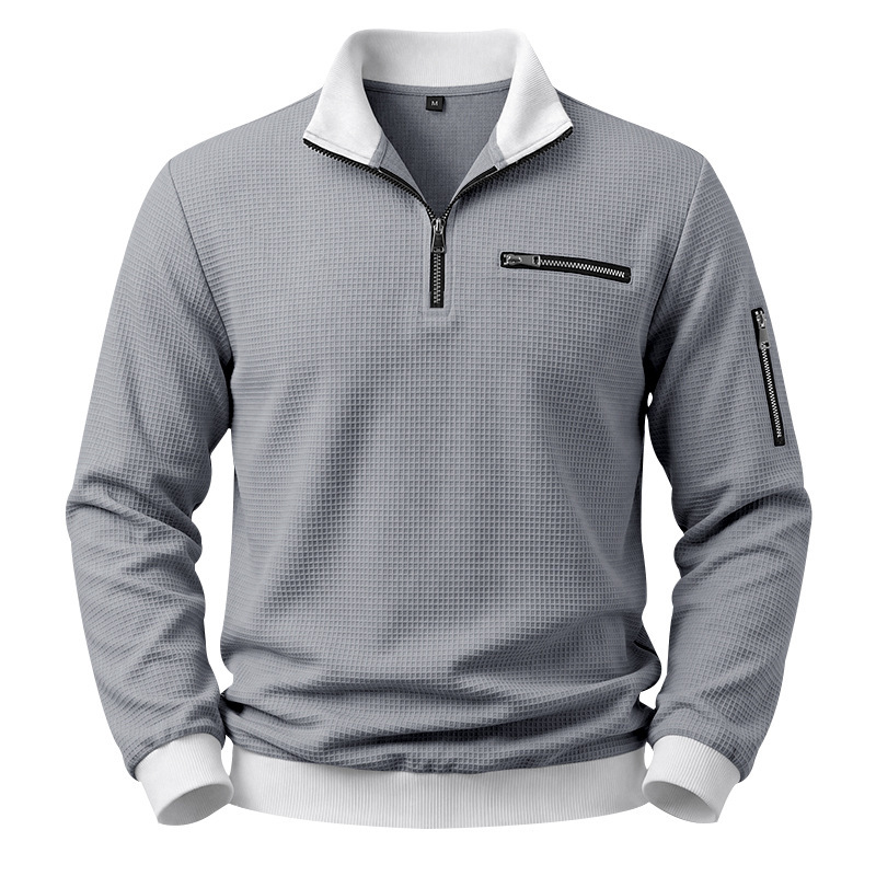 Mens Relaxed-fit Casual Stand-collar Hoodie