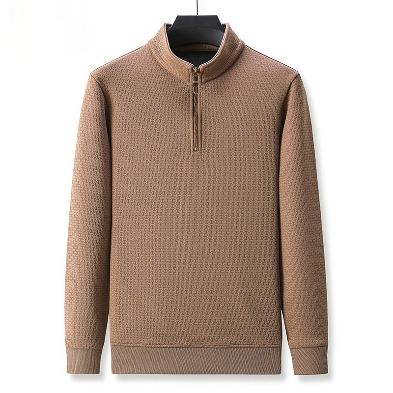 Stand Collar Half Zip Autumn And Winter Long Sleeve T-shirt Men