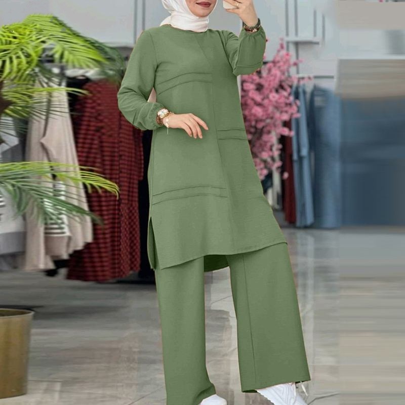 Muslim Women's Wear Solid Color Two-piece Set