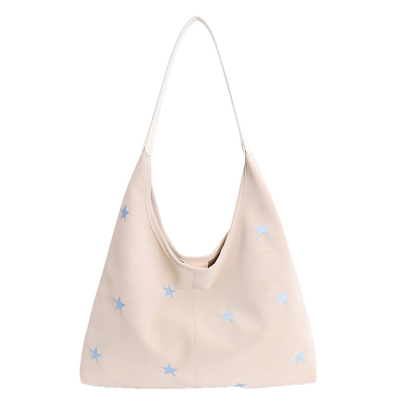 Five-Pointed Star Embroidered Commuter Shoulder Fashion Tote Bag For Women