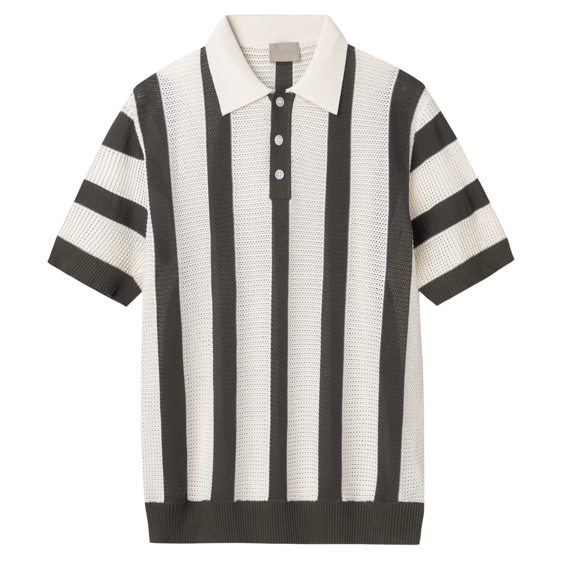 Striped Knitted Polo Shirt Men's Cool &amp; Dashing Lapel T-Shirt