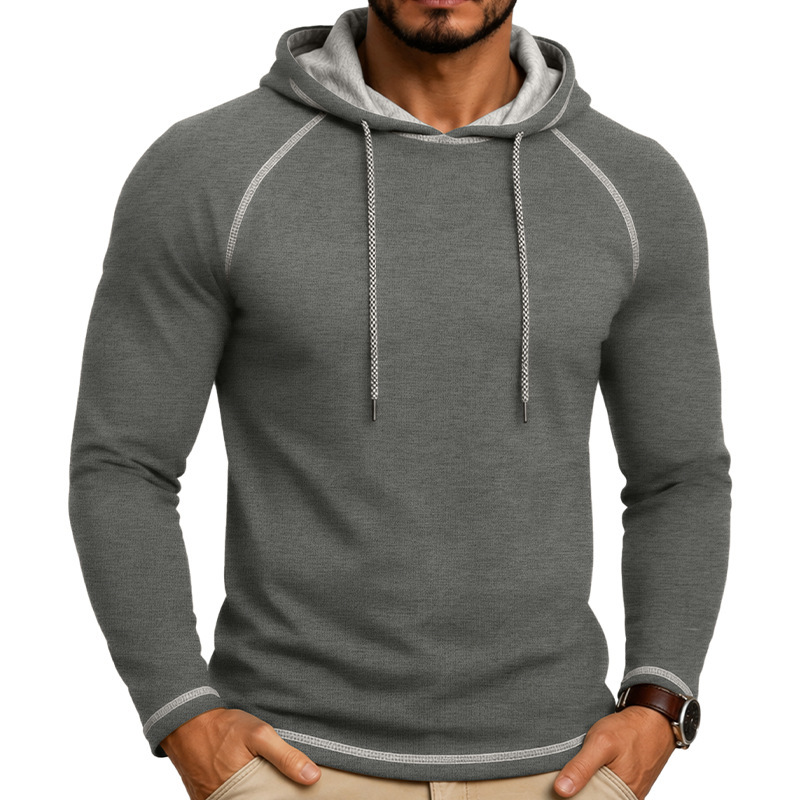 Mens Hooded Long-sleeve T-shirt Sports Top
