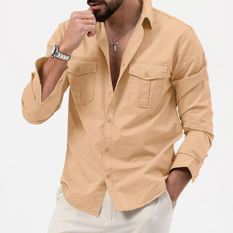 Mens Casual Long-sleeve Shirt Top