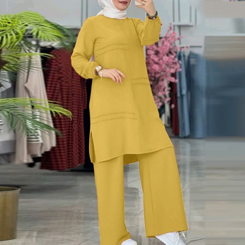 Muslim Women's Wear Solid Color Two-piece Set