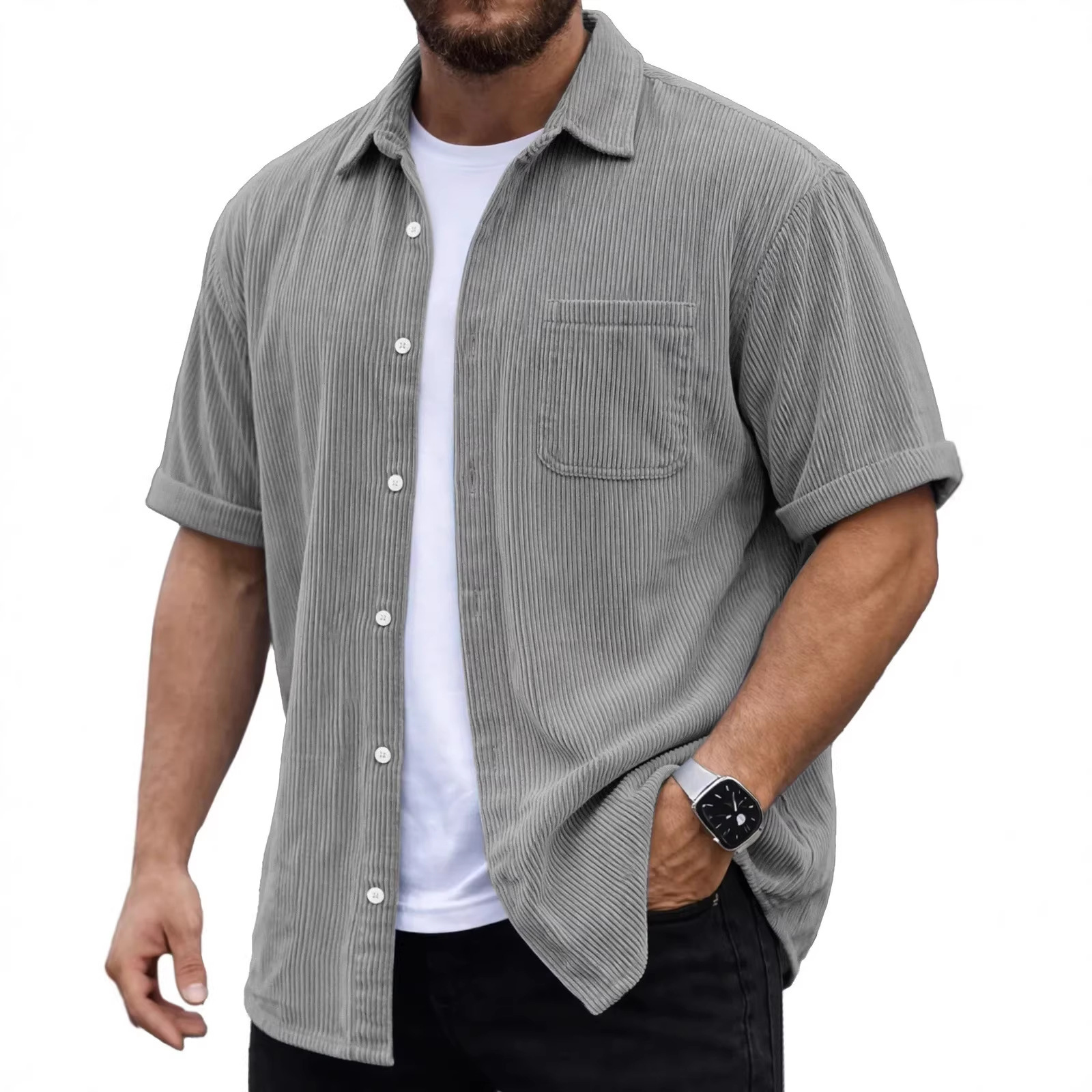 Mens Corduroy Short-Sleeve Shirt