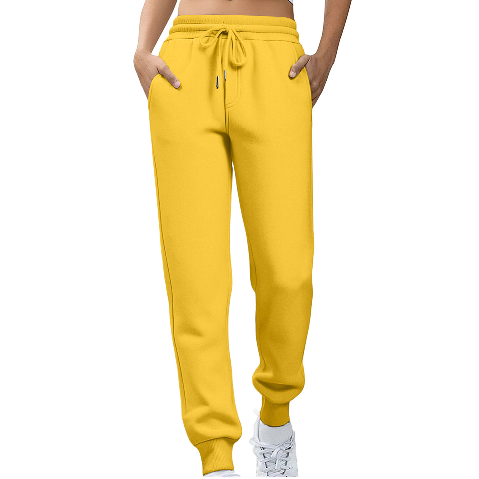 Womens Fleece Sweatpants Solid-color Joggers