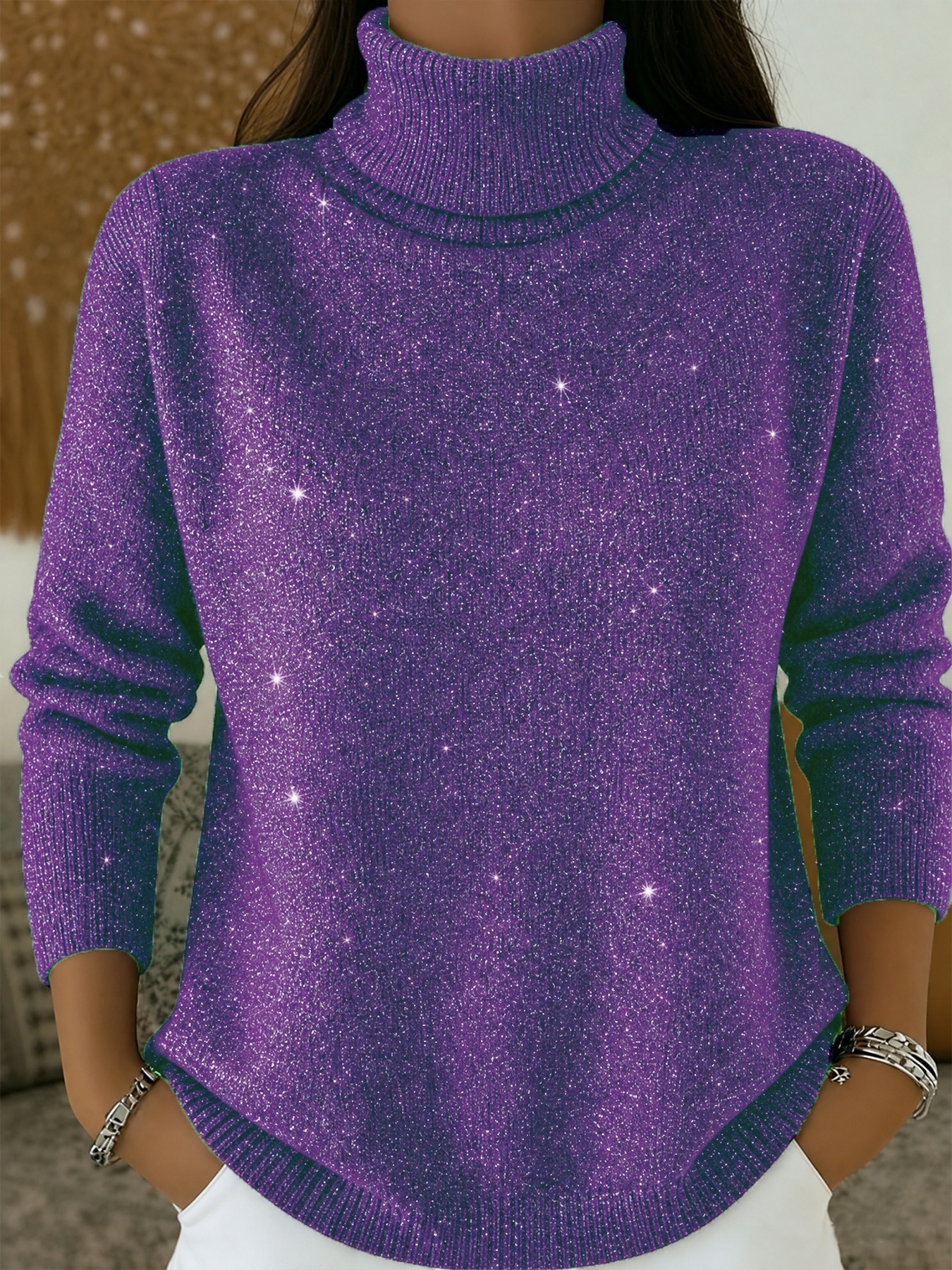 Women's High-neck Long-sleeve Casual Top Sweate