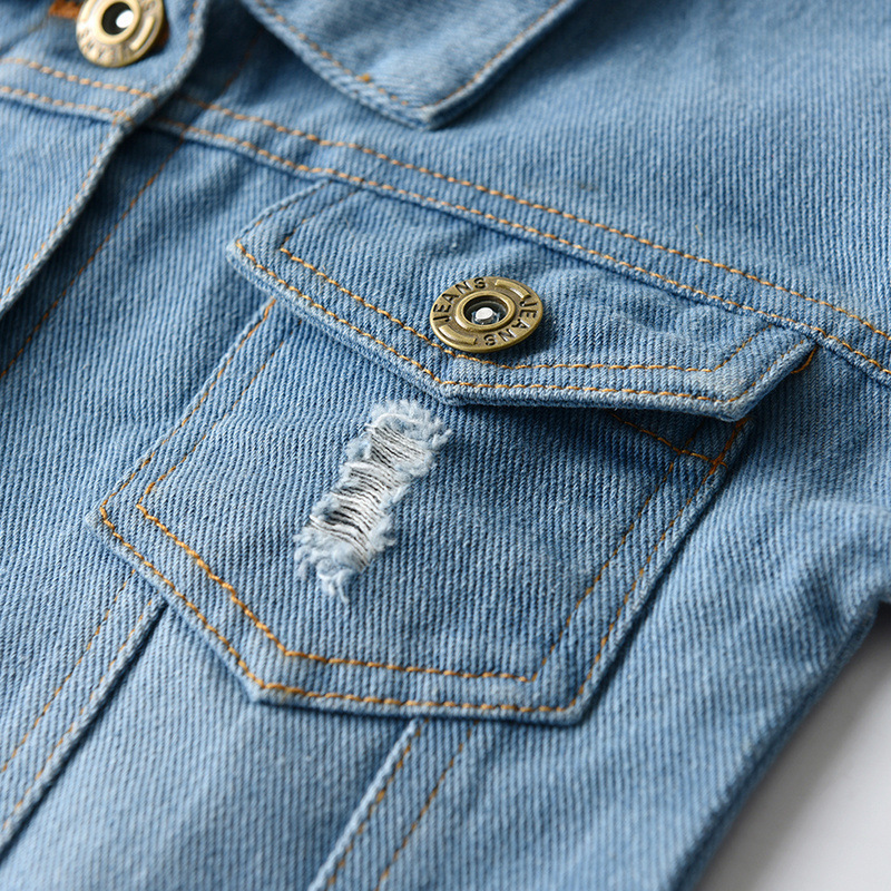 Cardigan Denim Short Long Sleeve Lapel Children's Wear
