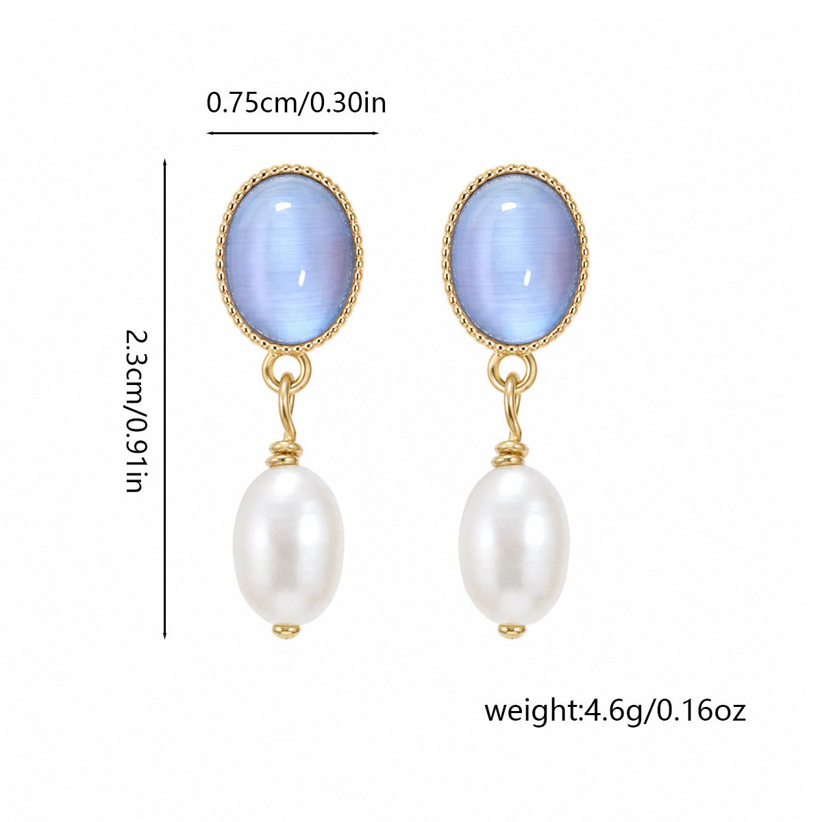French-style Minimalist High-end Cat's Eye Stone And Pearl Pendant Earrings For Women, 2026 New Niche Design With An Elegant Touch