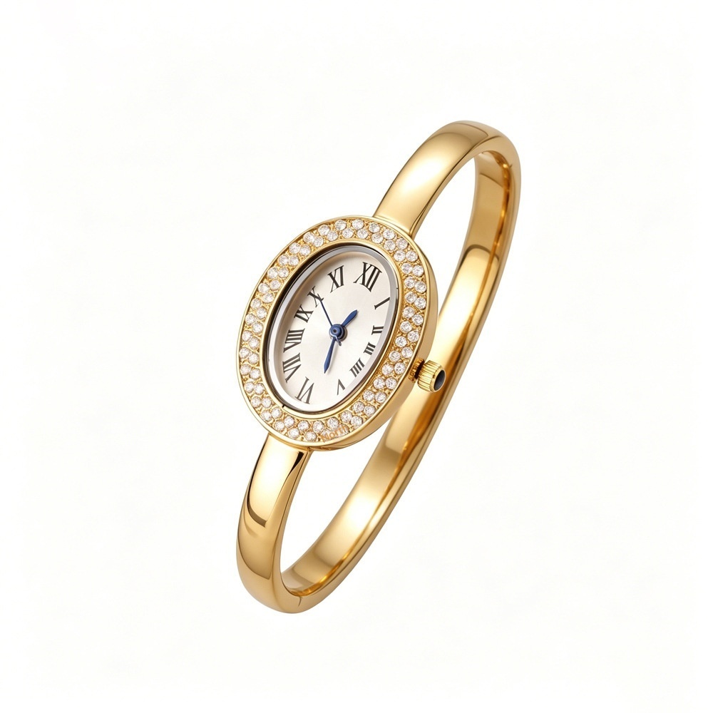 Zircon Titanium Steel Watch  Luxury High-end Stainless Steel