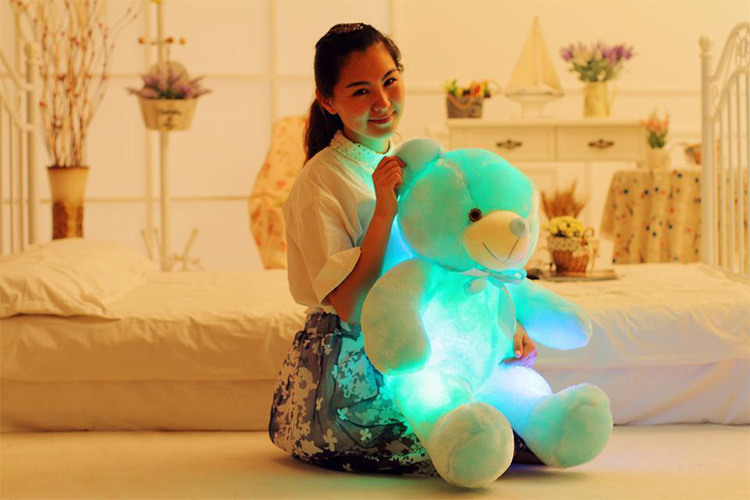 Creative Light Up LED Teddy Bear Stuffed Animals Plush Toy Colorful Glowing Gift for Kids Pillow