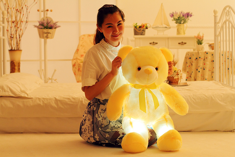 Creative Light Up LED Teddy Bear Stuffed Animals Plush Toy Colorful Glowing Gift for Kids Pillow