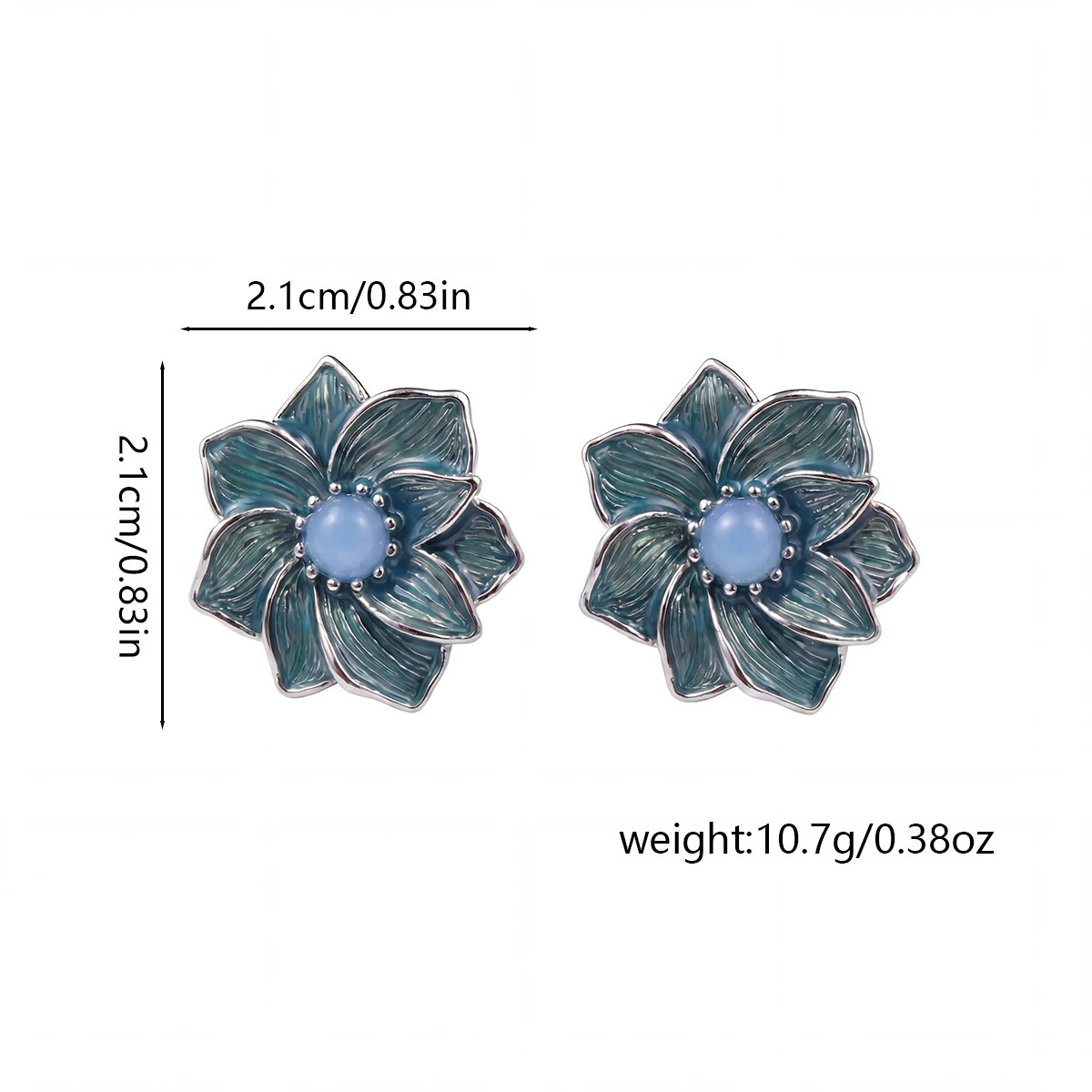 European And American Retro Blue Personalized Three-dimensional Flower Light Luxury Earrings With A High-end Feel, Inlaid With Natural Stones, Niche Stud Earrings