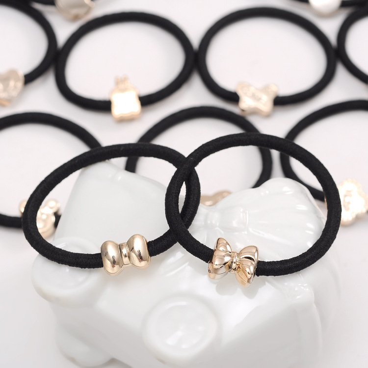 Korea rubber band head hair accessories high elastic plating gold bead hair ring hair rope
