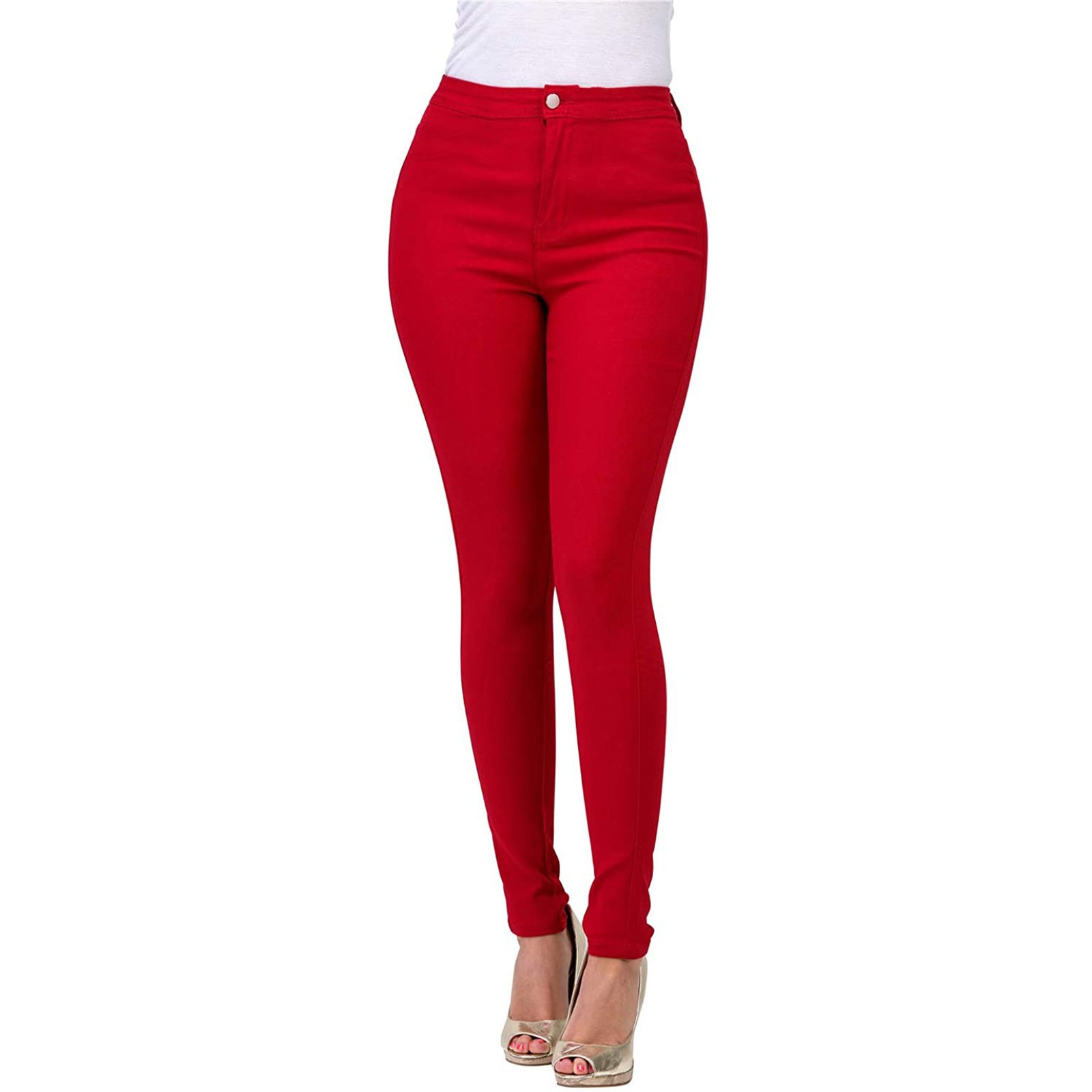 Multi-color Stretch Solid-color Denim Trousers For A Refined Look