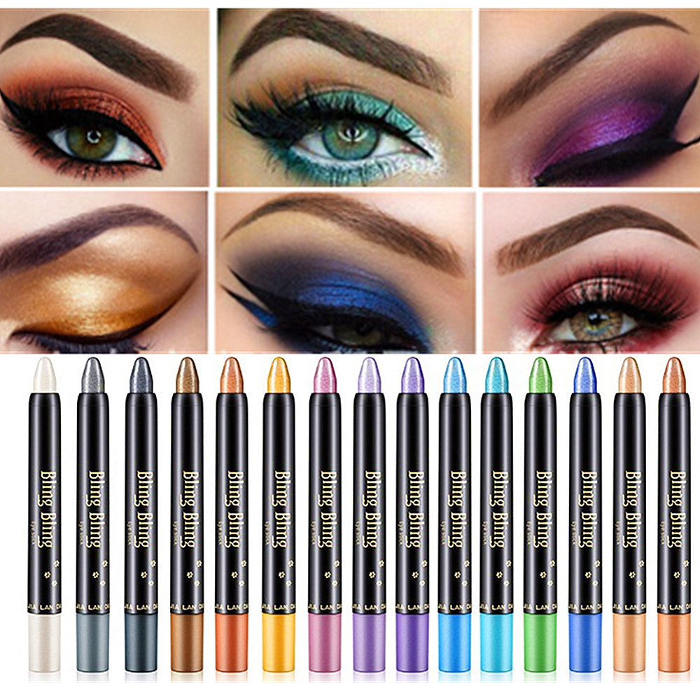 Pearlescent Silk Eyeshadow Pen Lasting Waterproof and Blooming Shiny Pearlescent Gel Pen 15 Color Eye Shadow Pen