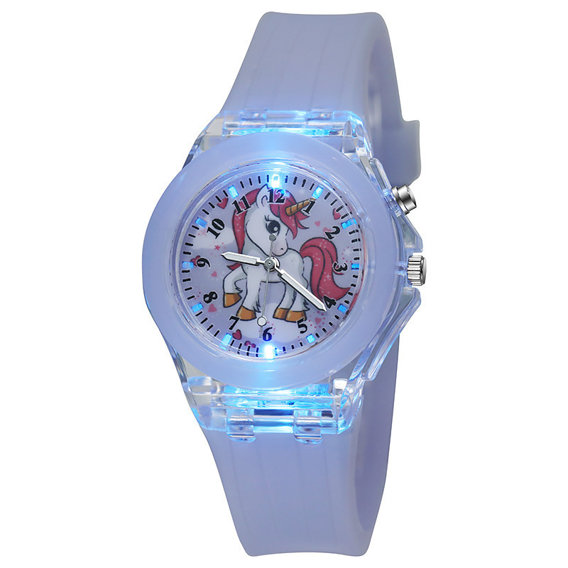 Unicorn Luminous Silicone Quartz Watch For Primary School Kids And Children