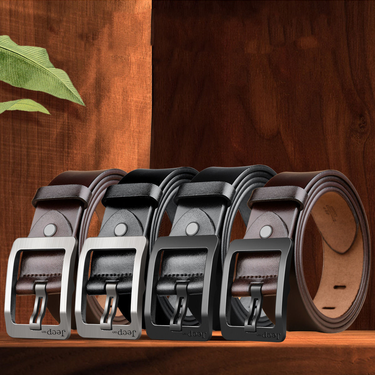 Two Layers Of  Belt For Men With Needle Buckle Belt