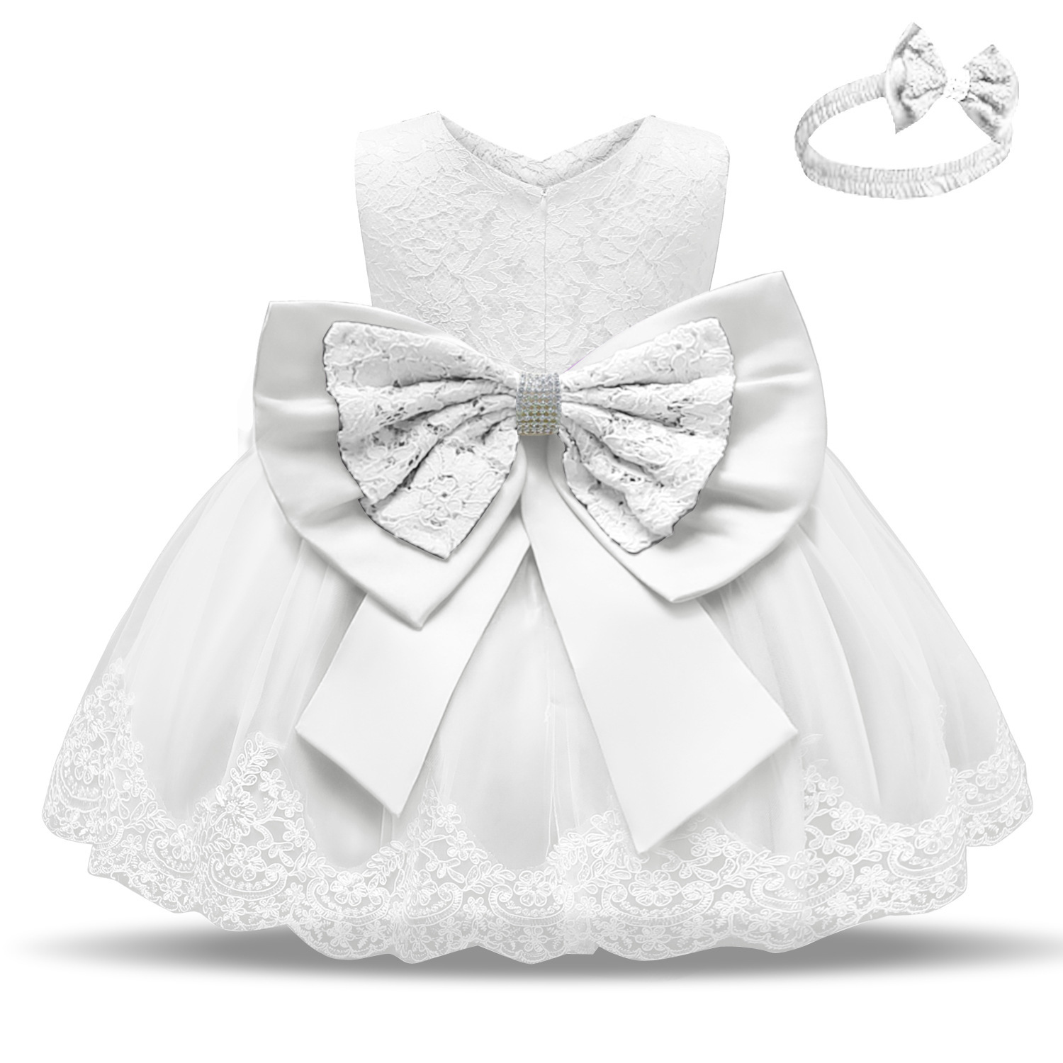Baby Girls Dress Newborn Princess Birthday Wear Toddler Flower Ball Gown Kids Dresses for Girls 12- 24M