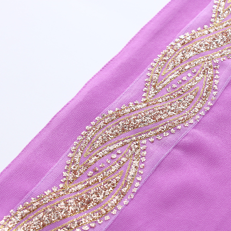 Muslim Chiffon sprinkled gold long scarf