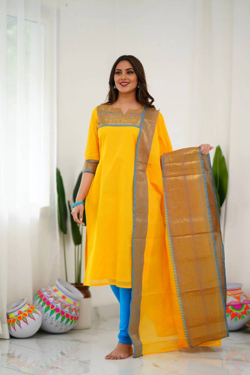 Hiba Cotton_Kurti Bottom With Dupatta Collection
