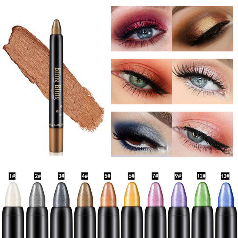 Pearlescent Silk Eyeshadow Pen Lasting Waterproof and Blooming Shiny Pearlescent Gel Pen 15 Color Eye Shadow Pen