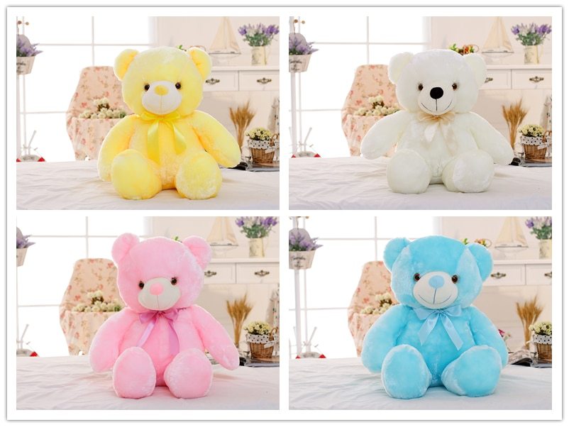 Creative Light Up LED Teddy Bear Stuffed Animals Plush Toy Colorful Glowing Gift for Kids Pillow
