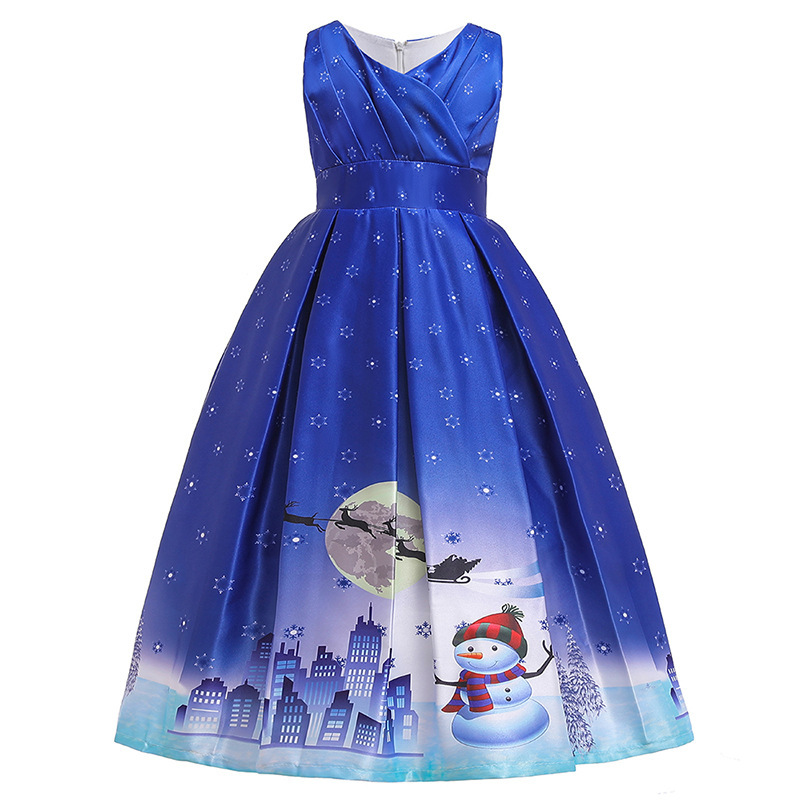 Santa Claus Print Long Dress